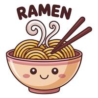 Cartoon style noodle bowl graphic isolated white vector