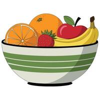Assorted fresh fruits with sweet sauce vector