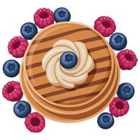 Pancakes with berry topping isolated white vector