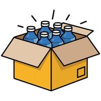 Boxed drinking water bottles graphic vector