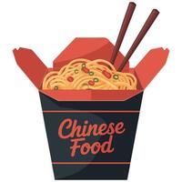Chinese noodles box chopsticks graphic vector