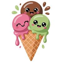 Cute ice cream character graphic vector