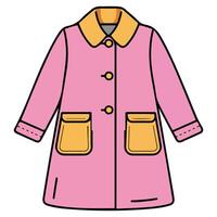 Winter wool coat with red trim childrens outerwear graphic vector