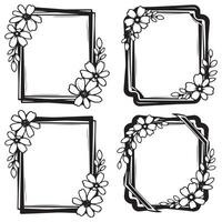 Rustic Sketched Decorative Bloom Floral Border vector