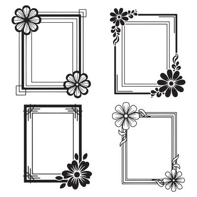 Blossom And Bud Decorative Floral Frames Set Collection
