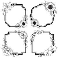 Leaf And Vine Decorative Floral Frames Packs vector