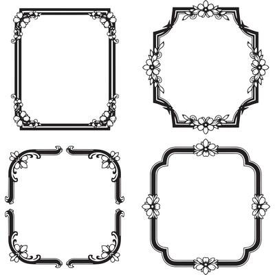 Wreath And Laurel Decorative Floral Frames Set Collection