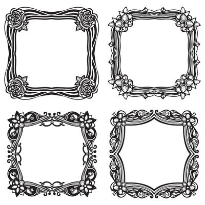 Square And Round Decorative Floral Frames Packs