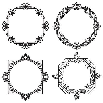 Monogram Ornate Decorative Floral Frames Set Collection