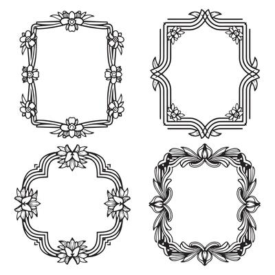 Monochrome Classic Decorative Floral Frames Packs