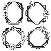 Outline Clean Decorative Floral Frames Packs vector