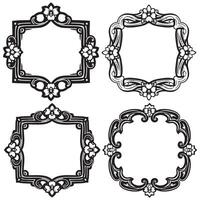 Monochrome Ornate Decorative Floral Frames Set Collection vector