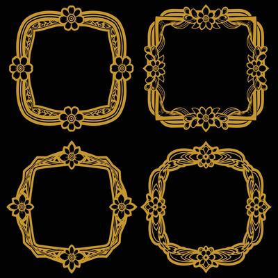 Geometric Floral Frames Premium Decorative Elements Set Structured Design