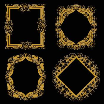 Foundational Floral Frames Premium Decorative Elements Set Basic Versatility vector