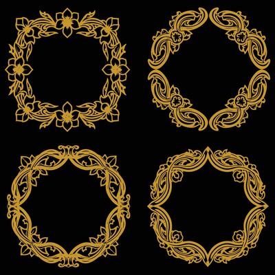 Golden Floral Frames Premium Decorative Bold Set Royal Touch