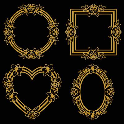 Ethereal Cute Floral Frames Romantic Premium Decorative Elements Set Tender Touch