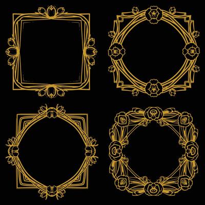 Timeless Bold Floral Frames Premium Decorative Set Packs Romantic Flourishes