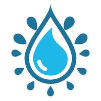 Blue water droplet splash icon with surrounding droplets liquid fluid vector