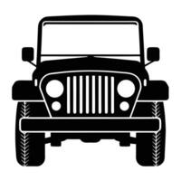 Black silhouette of iconic off road vehicle front view vector