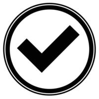 Bold checkmark symbol inside a double lined circle tick icon vector