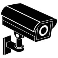 Black and white security camera with mounting bracket surveillance cctv vector