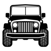 Black classic jeep front view silhouette vector