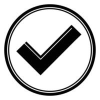 Bold black checkmark symbol within a double lined circle vector