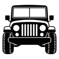 Classic black jeep front view silhouette vehicle automobile vector
