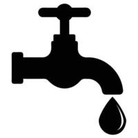Black silhouette of a faucet with a water drop vector