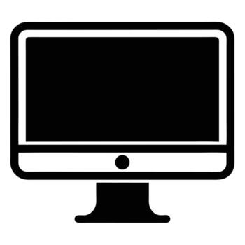 Black computer monitor with circular button icon screen vector
