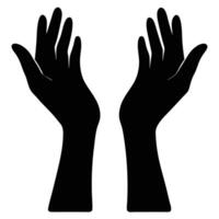 Black silhouette of two open hands reaching upward vector