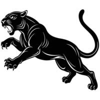 Black panther leaping aggressive pose feline predator vector