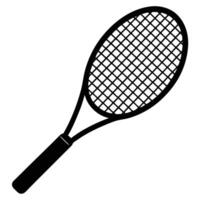 Black tennis racket with grid pattern silhouette sport vector