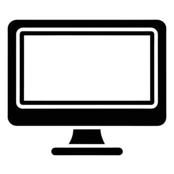 Black computer monitor screen with white display vector