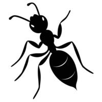 Black silhouette of an ant with segmented body and antennae insect illustration vector