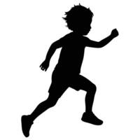 Silhouette of a young child running with arms outstretched active movement vector
