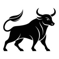 Powerful stylized black bull charging forward vector