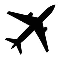 Black airplane silhouette in flight aircraft aviation vector