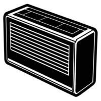 Black and white illustration of an air conditioner unit cooling ventilation vector