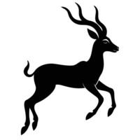 Black silhouette of a gazelle leaping vector