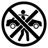 Black prohibition symbol with pedestrian and car traffic vector