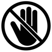 Black hand symbol within a prohibition circle stop no touching vector