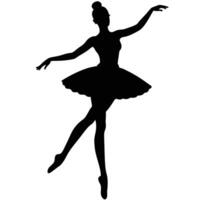 Silhouette of a graceful ballerina in a tutu performing a dance pose vector