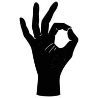Black silhouette of a hand forming an okay gesture vector
