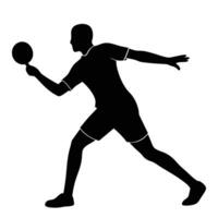 Black silhouette of a ping pong player in motion table tennis vector