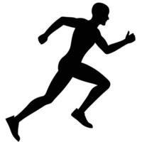 Silhouette of a male runner in motion running athlete vector