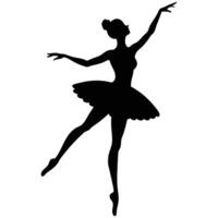 Silhouette of graceful ballerina performing ballet dancer pointe vector