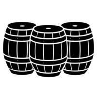 Three black barrels with white bands wood storage vector