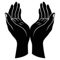 Black hands cupping empty space open white vector