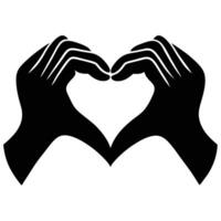 Two black hands forming a heart shape against a white background love symbol vector